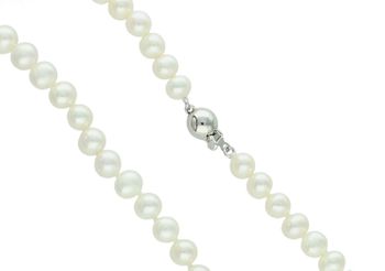 Naszyjnik z białych pereł naturalnych 6 mm  50 cm  Supełkowanie  Srebro 925.jpg